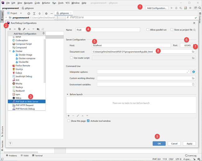 Run-Debug Configurations dialoogvenster